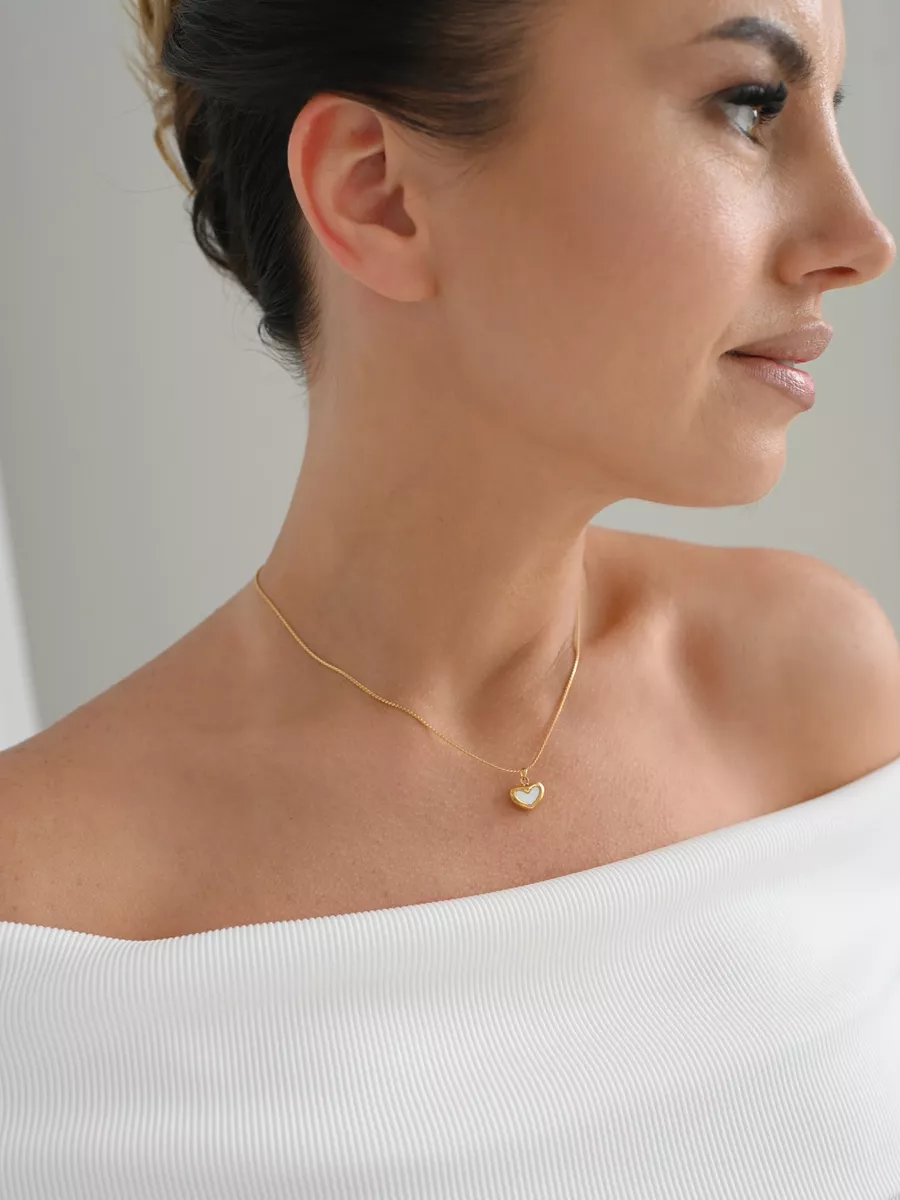 Para Minha Mãe - Colar Coração Pérola Banhado a Ouro 18k