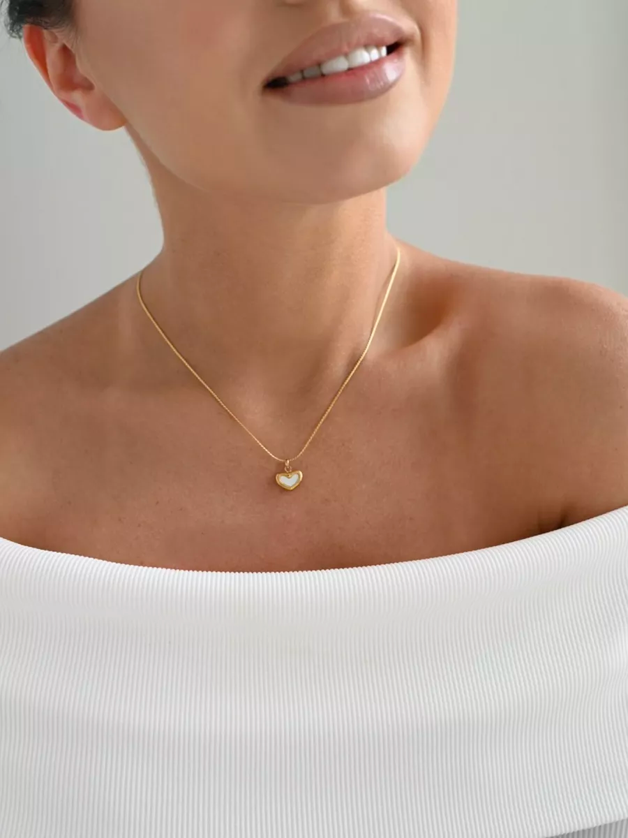 Para Minha Mãe - Colar Coração Pérola Banhado a Ouro 18k