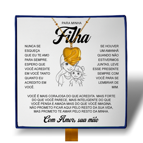 Para Minha Filha - Colar Coração Abraçado Banhado a Ouro 18k