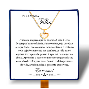 Para Minha Filha - Colar Coração Pérola Banhado a Ouro 18k