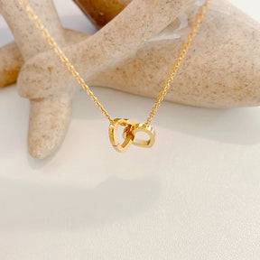 Para a Melhor Sogra - Colar Duplo Coração Entrelaçado Banhado a Ouro 18k