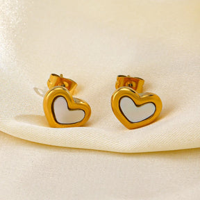 Conjunto De Joias Coração Pérola Banhado em Ouro 18k (Colar, Brinco, Pulseira)