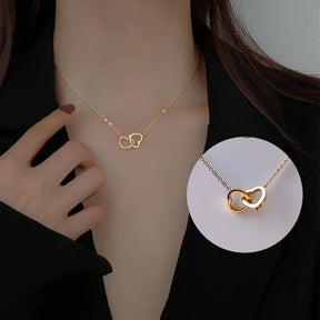 Para a Melhor Sogra - Colar Duplo Coração Entrelaçado Banhado a Ouro 18k