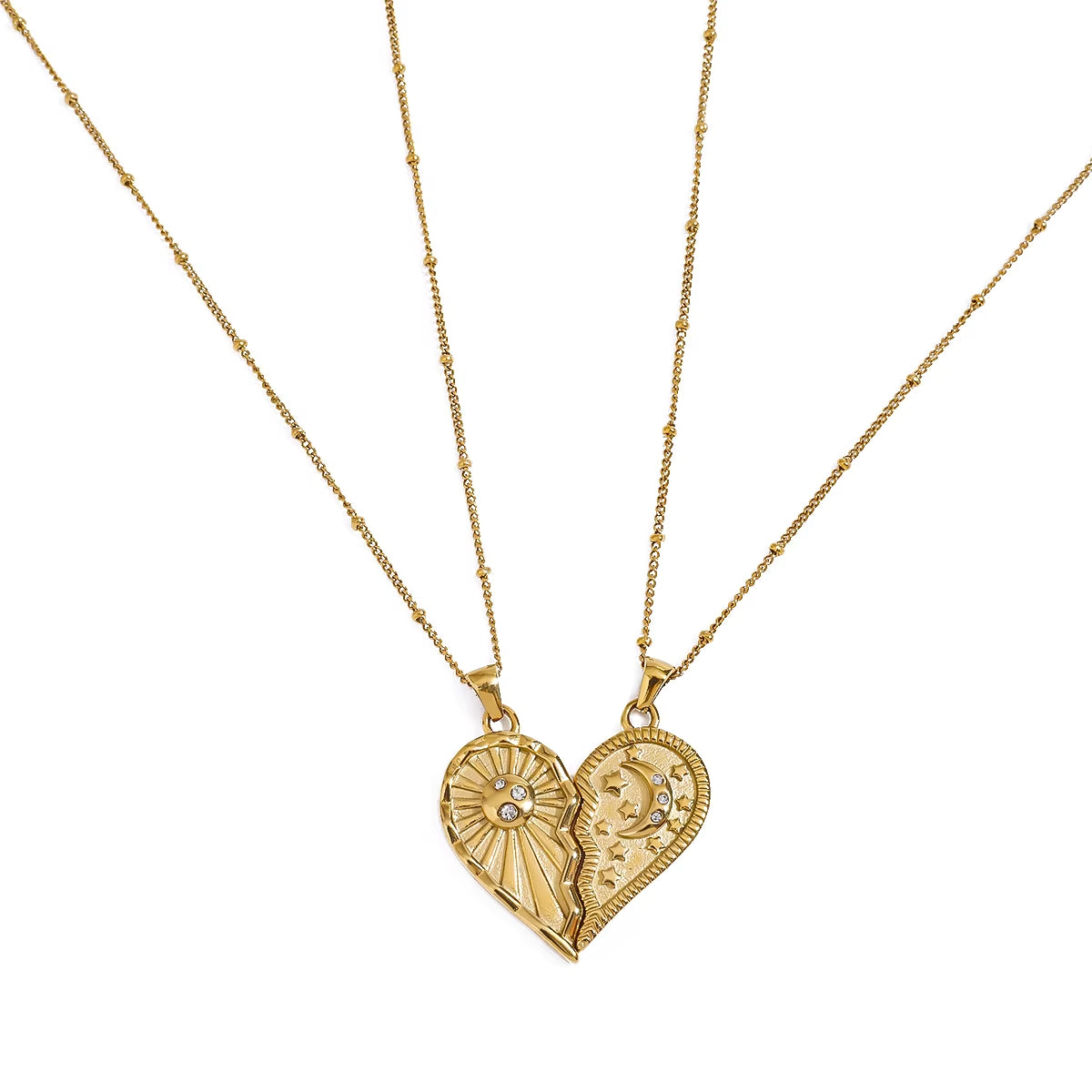 Colar Lua e Sol Banhado a Ouro 18k - Conjunto 2 Colares
